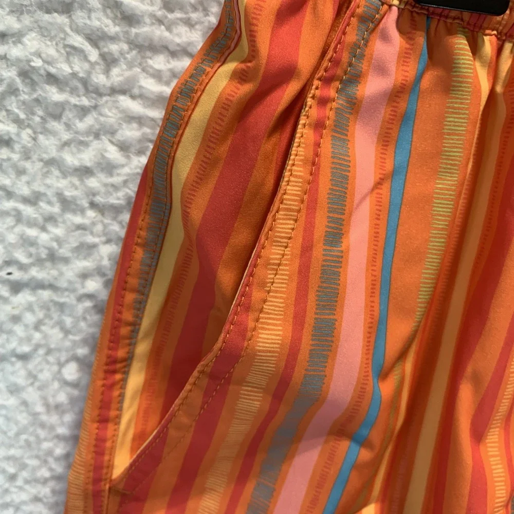 Psycho Bunny Men's Swim Shorts S Trunks Anton All Over Stripe‎ Nectarine Liner